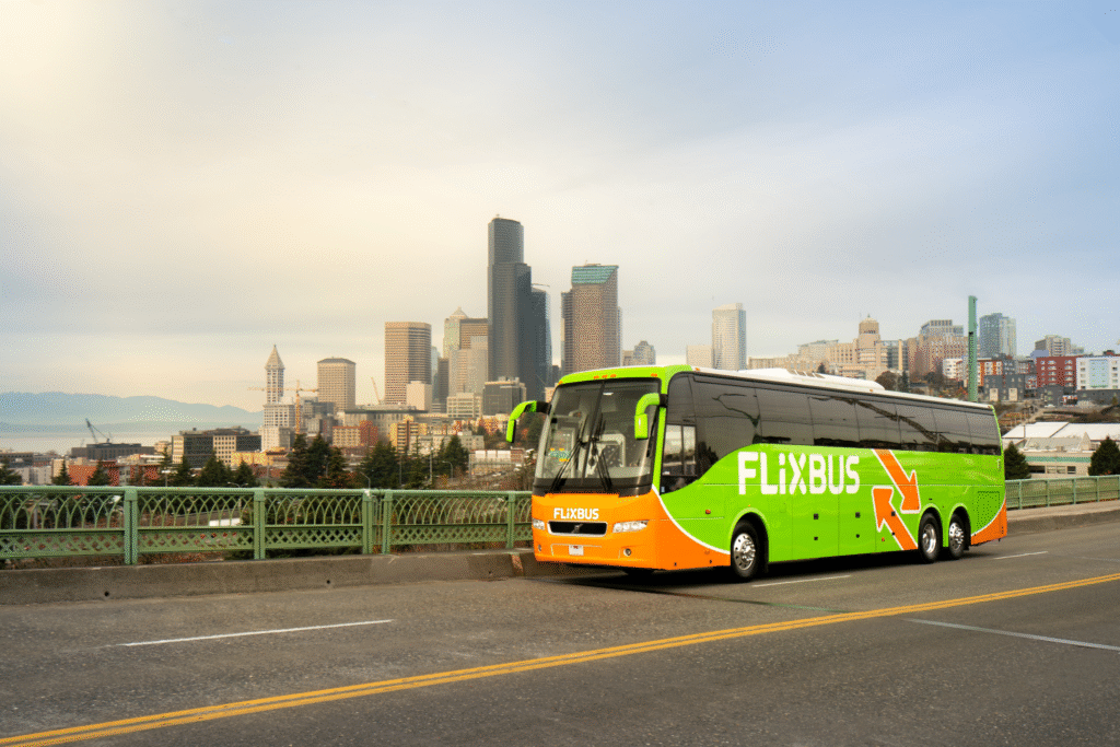 image Travel Sire Budget bus with Wi Fi on Portland to Seattle route